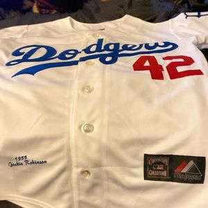 Men's Los Angeles Dodgers #42 Jackie Robinson White Flexbase